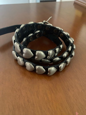 Women’s belt used with silver hearts, size 90cm, black