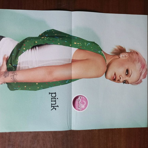 Double-sided poster JLO, Robbie Williams, Pink like new