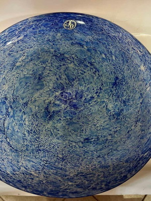 Πιατέλα vintage μεγάλη χειροποίητη από φυσητό γυαλί μεταχειρισμένη