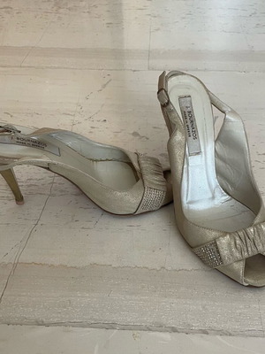 J Bournazos gold sandals like new, 10cm heels, size 37