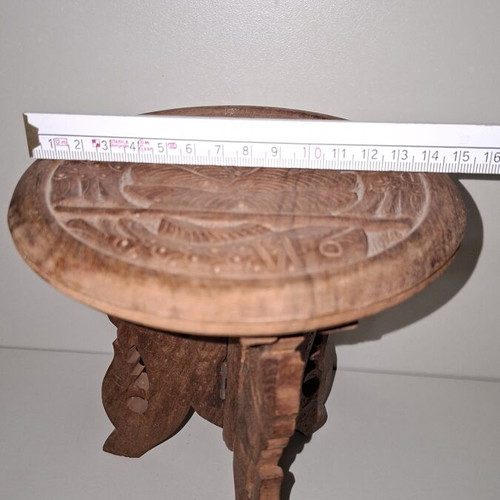 Wooden carved tables set of 2 used with folding legs