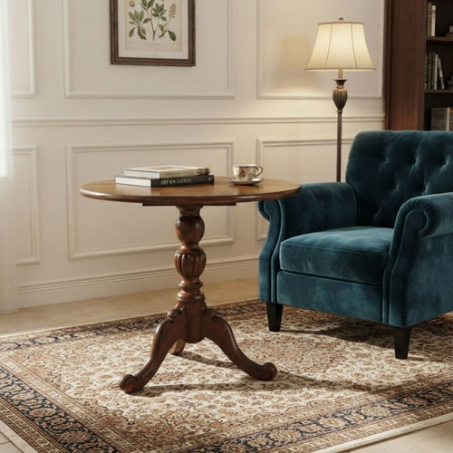 Classic oval coffee table used, solid walnut wood
