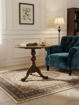 Classic oval coffee table used, solid walnut wood