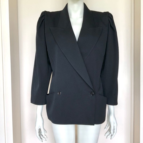 Emanuel Ungaro Women's Black Wool Blazer Jacket Size M like new