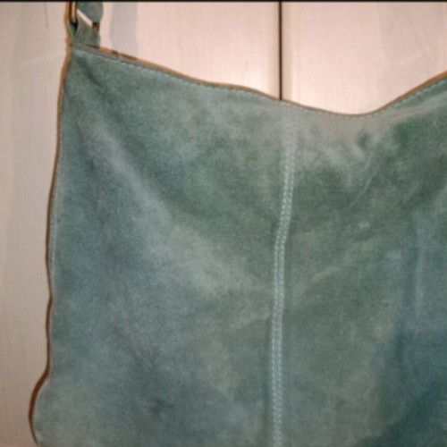 Accessorize shoulder bag used, petrol genuine suede leather