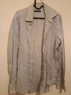 Oxford Company men's long-sleeve striped blue-white shirt like new