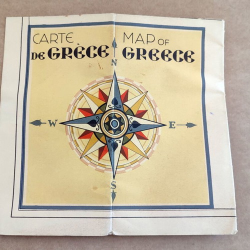Map of Greece used 1936-1939, tourist lithographic edition