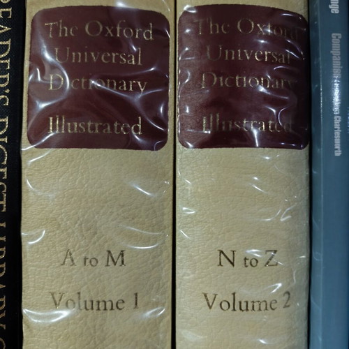 The Oxford Universal Dictionary used, set of two volumes
