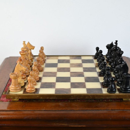 Chess set used, complete, 33 cm