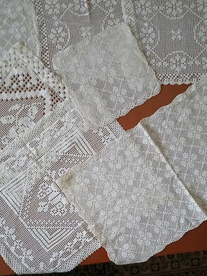 White embroidered napkins used, pack of 7 pieces