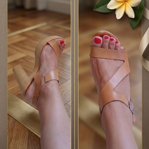 Liberitae leather sandals size 37 used, tan color