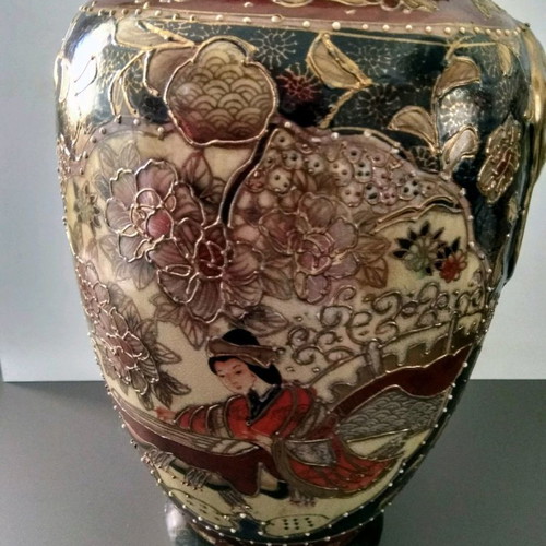 Satsuma vase set used, height 32 cm