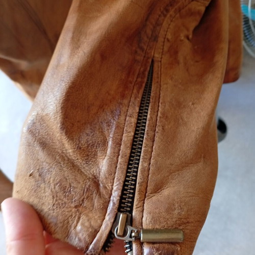 Men's leather jacket used, brown, size XL