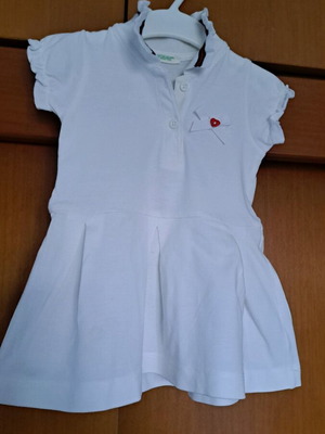 White Benetton dress like new for 3-6 months