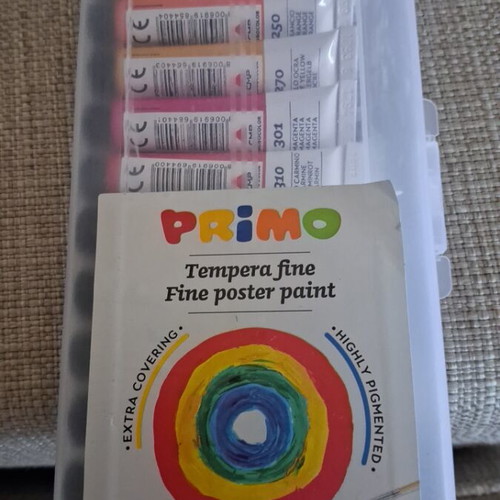 Primo Tempera Fine Poster Paint Set 12 Colors 12ml Like New