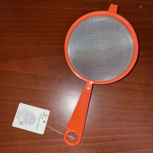 Kitchen strainer with metal mesh, orange, pack of 2