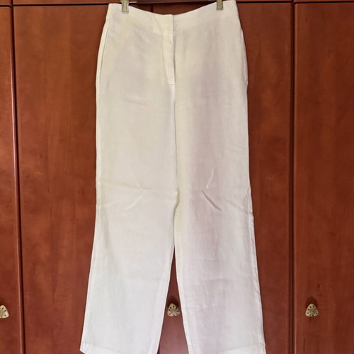 Massimo Dutti white linen pants, straight wide leg