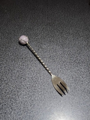 Vintage cocktail fork with semi-precious stone like new