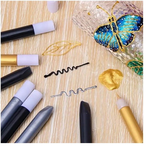Paint tubes set 38/6, thick for 3D effect, gold silver and black