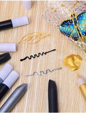 Paint tubes set 38/6, thick for 3D effect, gold silver and black