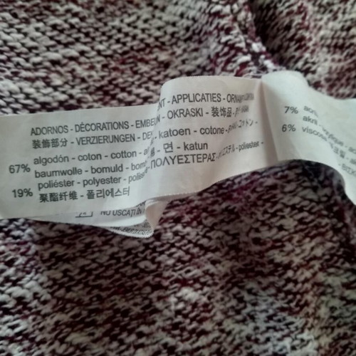 Bershka knitted cardigan like new, burgundy and white with hood