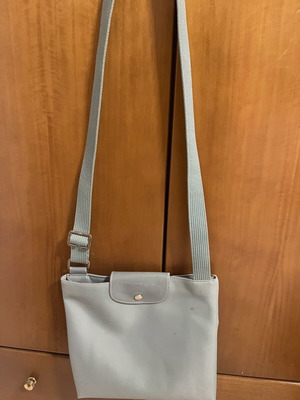 Longchamp Le Pliage crossbody bag used, light blue fabric