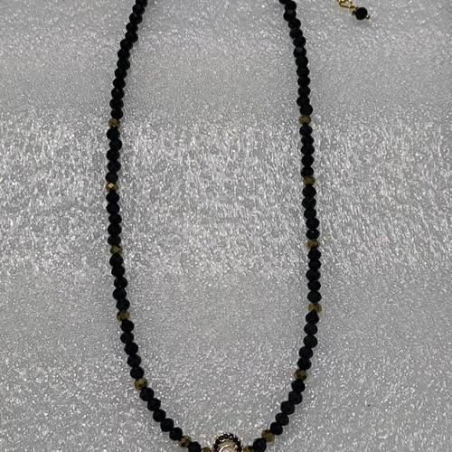 Handmade necklace new with black and gold polygonal crystal beads