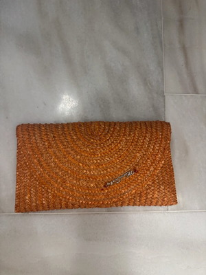 Miss Sixty straw clutch bag coral-orange like new