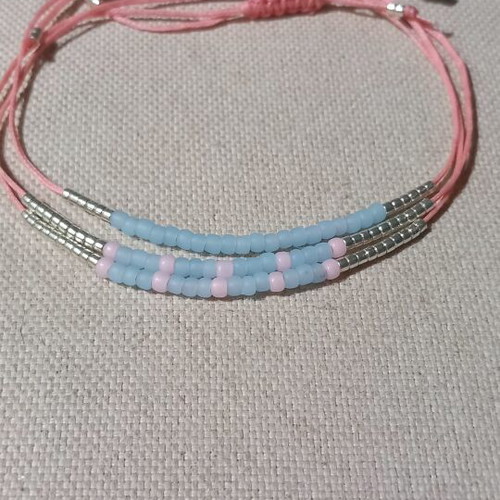 Handmade bracelets with seed beads new, pink and turquoise