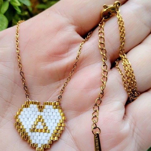 Steel handmade heart necklace with monogram made-to-order