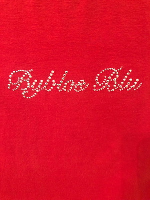 Byblos Sleeveless Red T-Shirt Like New With Rhinestone Logo