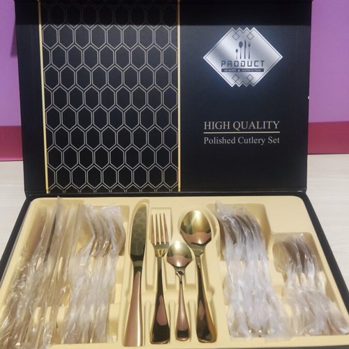 Gold Cutlery Set 23 Pieces New, Luxury