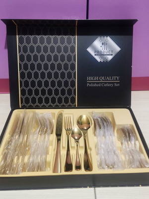 Gold Cutlery Set 23 Pieces New, Luxury