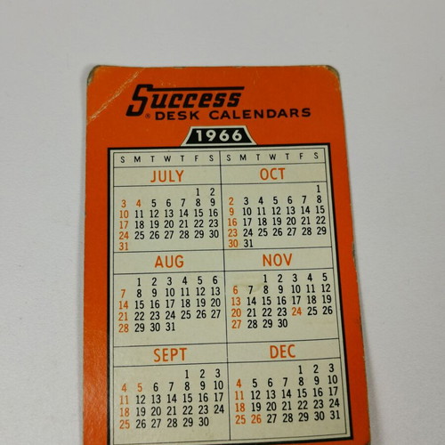 Success Desk Calendars 1966 used promotional paper calendar