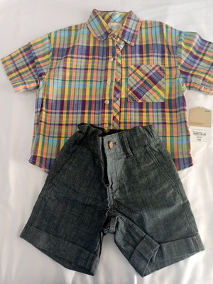 Boys' set new with shirt and bluejean shorts