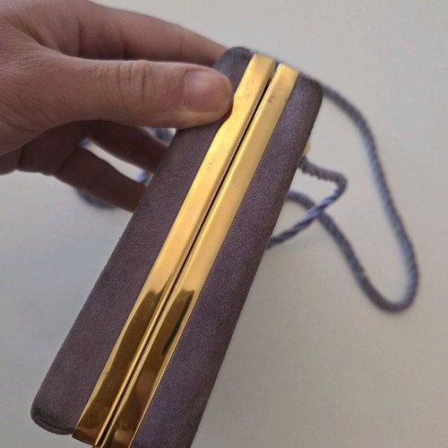 Vintage Purple Suede Evening Clutch with Rope Strap used