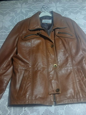 Leather women's jacket like new, size L, brown napa