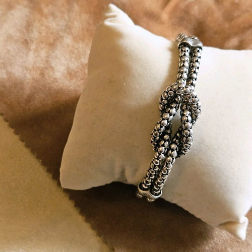 Silver bracelet 925 knot used, vintage, 19 cm