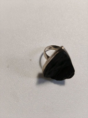 Ring with black tourmaline size 57-58 like new