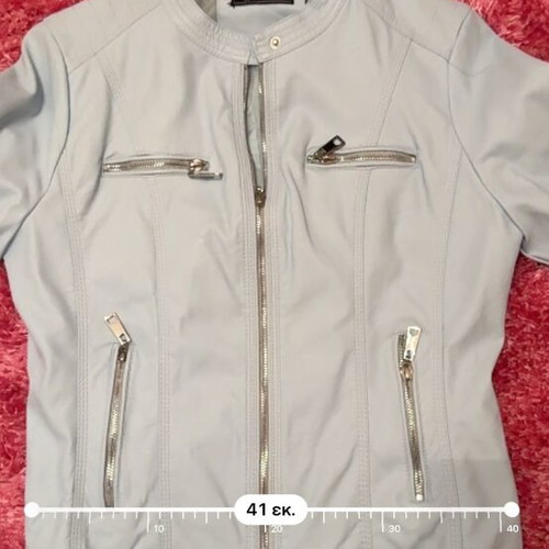 Leather jacket turquoise like new, size Large