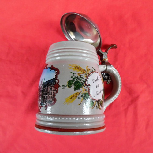 Large old ceramic beer stein unused, West Germany