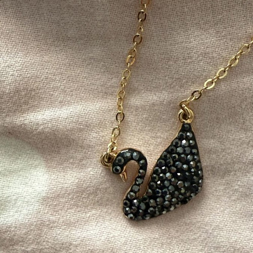 Gold-tone swan pendant necklace