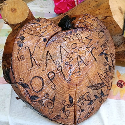 Handmade decorative olive wood log new for outdoor use