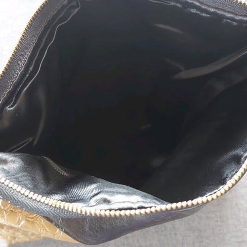 Handmade brown and gold fold-over clutch bag