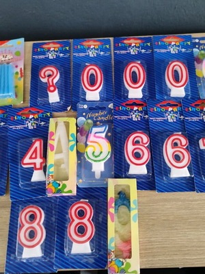 Birthday cake candles new, numbers and plain