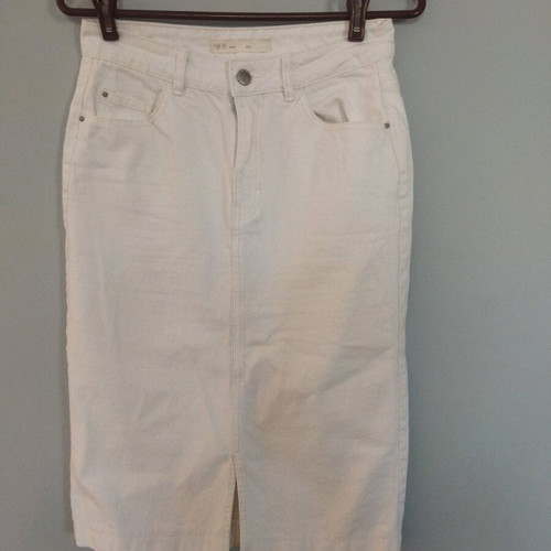 Pink Woman fitted denim skirt new, white, size M