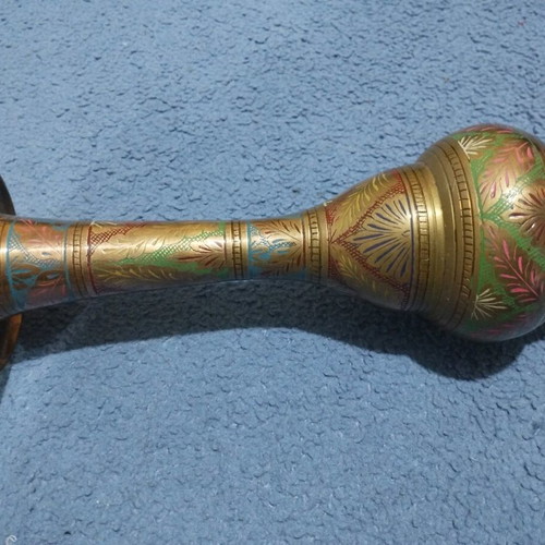 Bronze embossed vase enameled like new, height 31cm