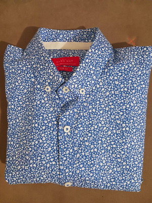 Zara Man slim fit men's shirt size M, blue and white floral