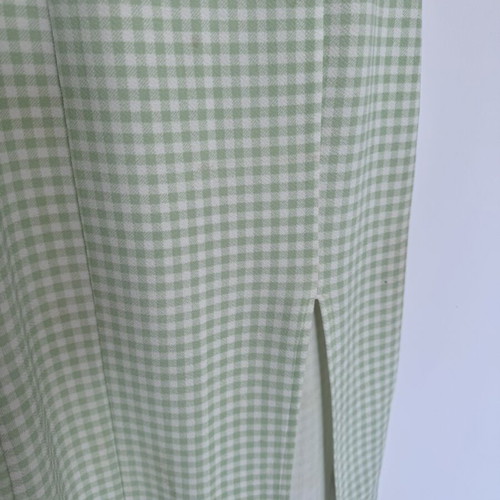 H&M Sexy Checked Dress with Slit XS Like New, Green and White