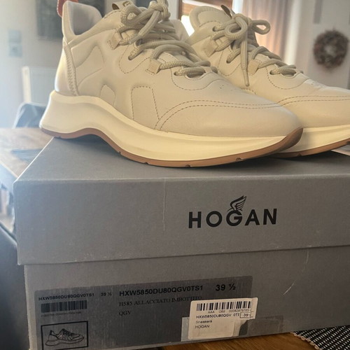 Hogan sneakers beige athletic shoes like new, leather size 39.5